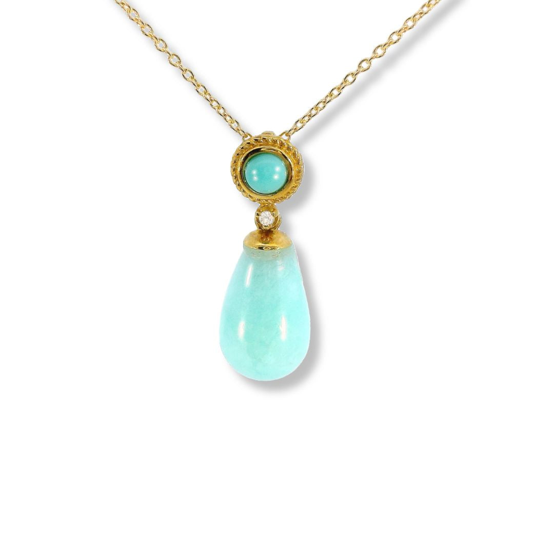 18k Diamond, Amazonite and Turquoise Necklace