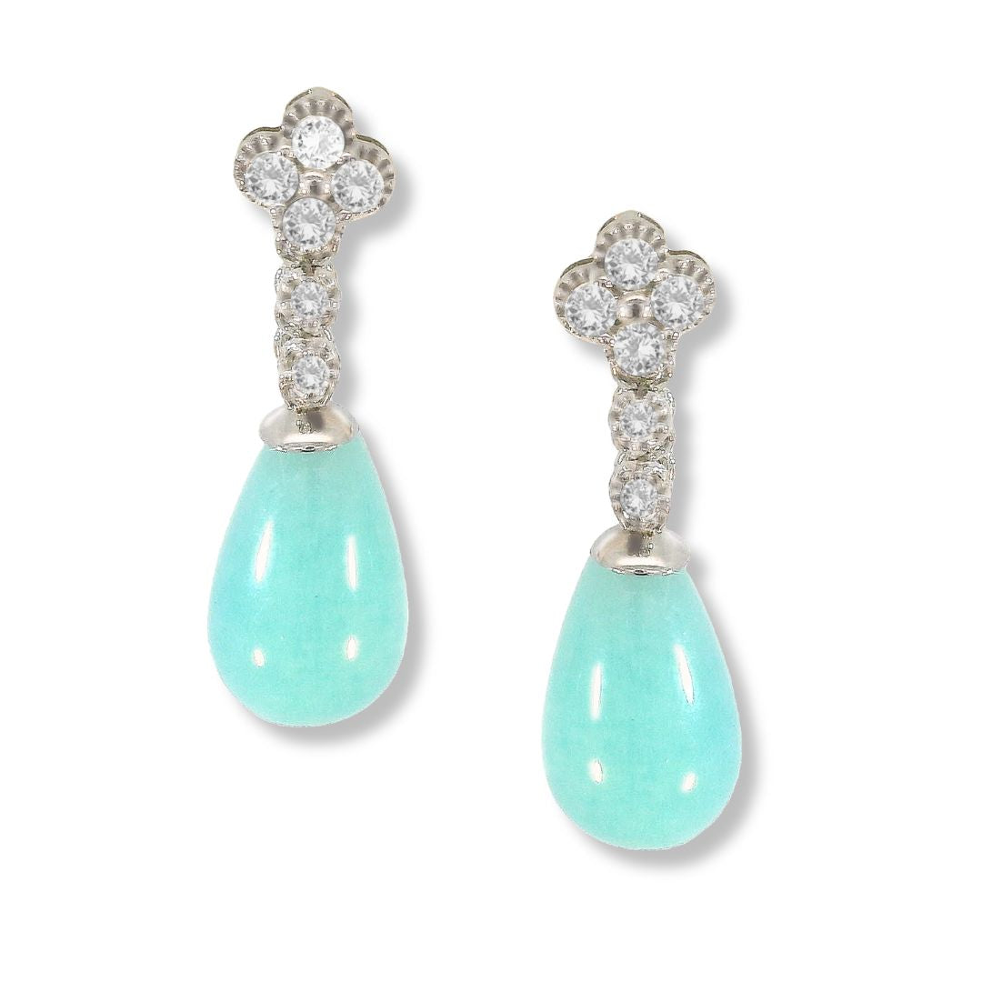 18k Diamond and Amazonite Earrings