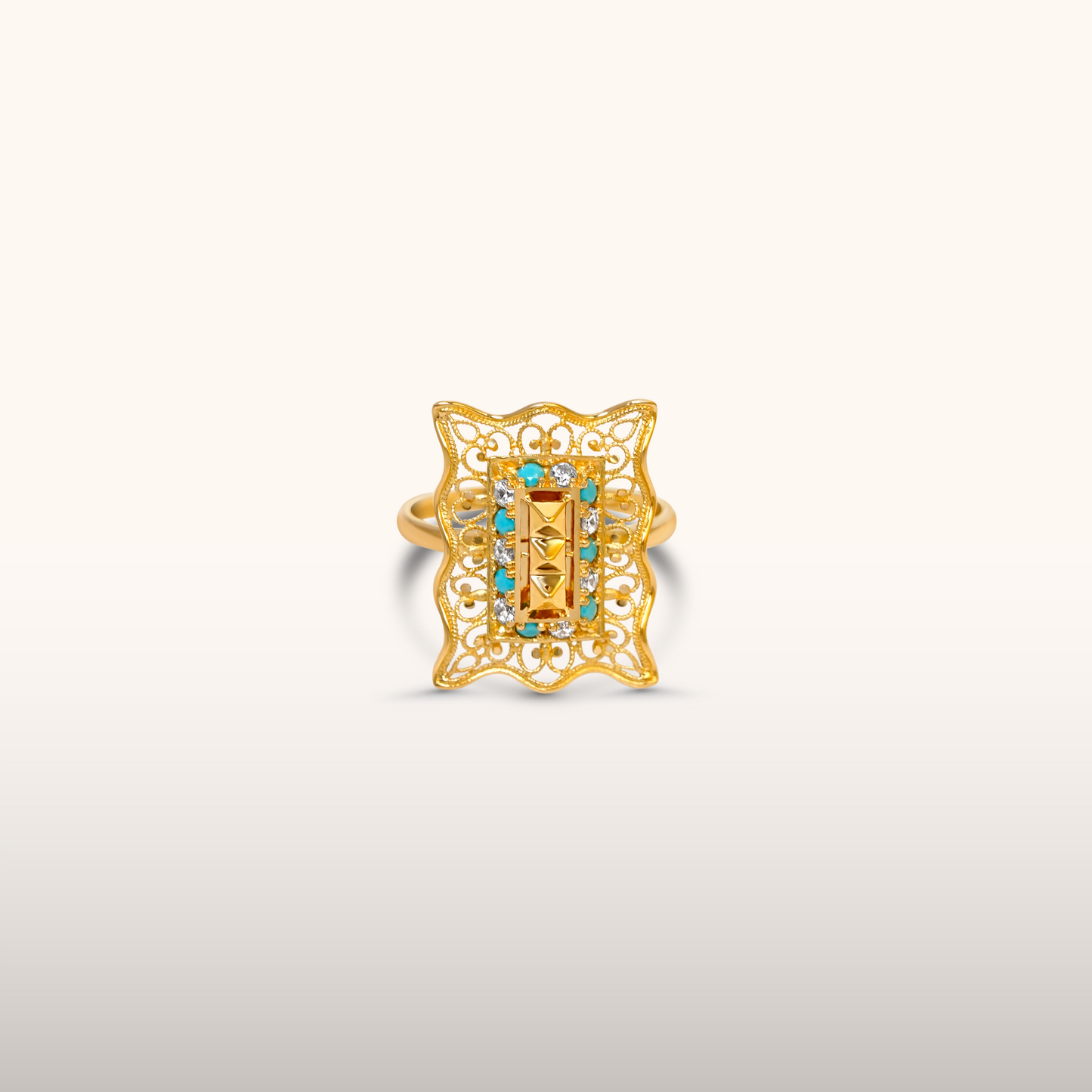 21k Bahraini Gold Ring with Turquoise Stones