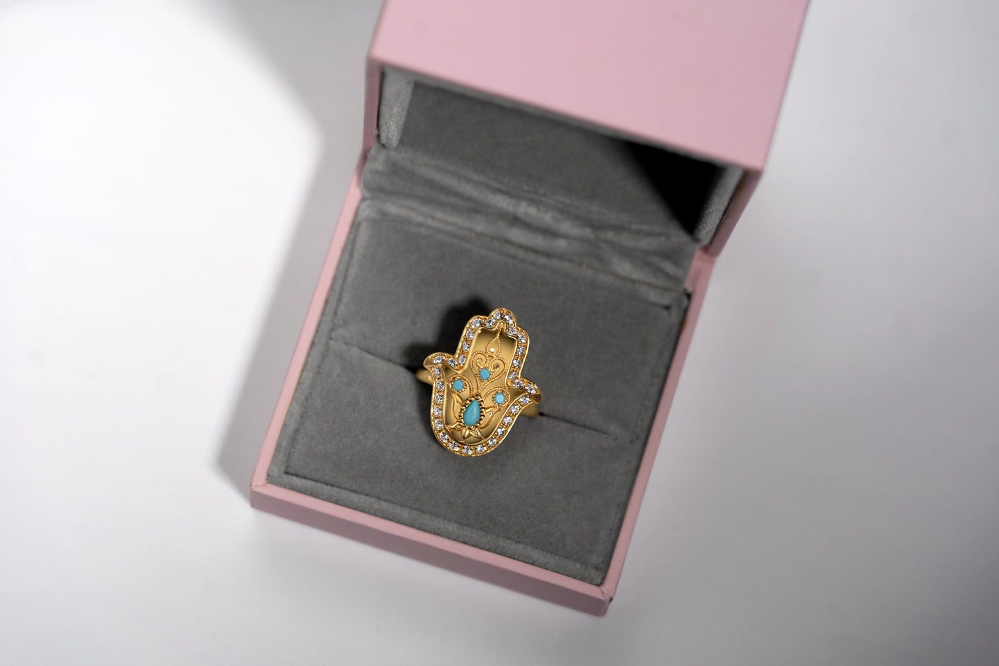 Turath Collection: 21k Hamsa Ring - Turquoise