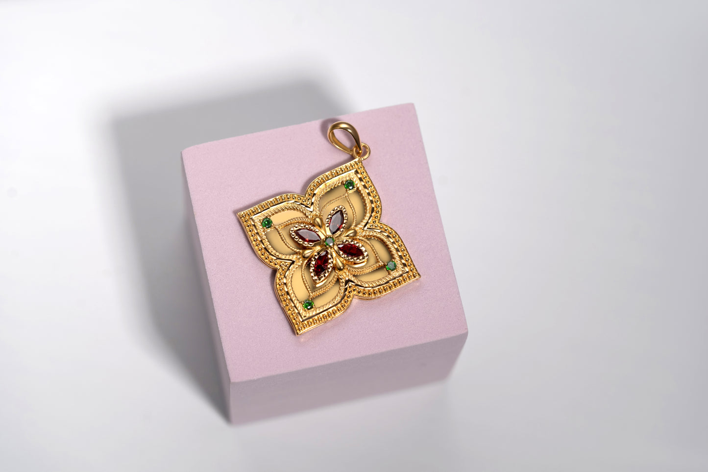 Turath Collection: 21k Flower Pendent - Colorful