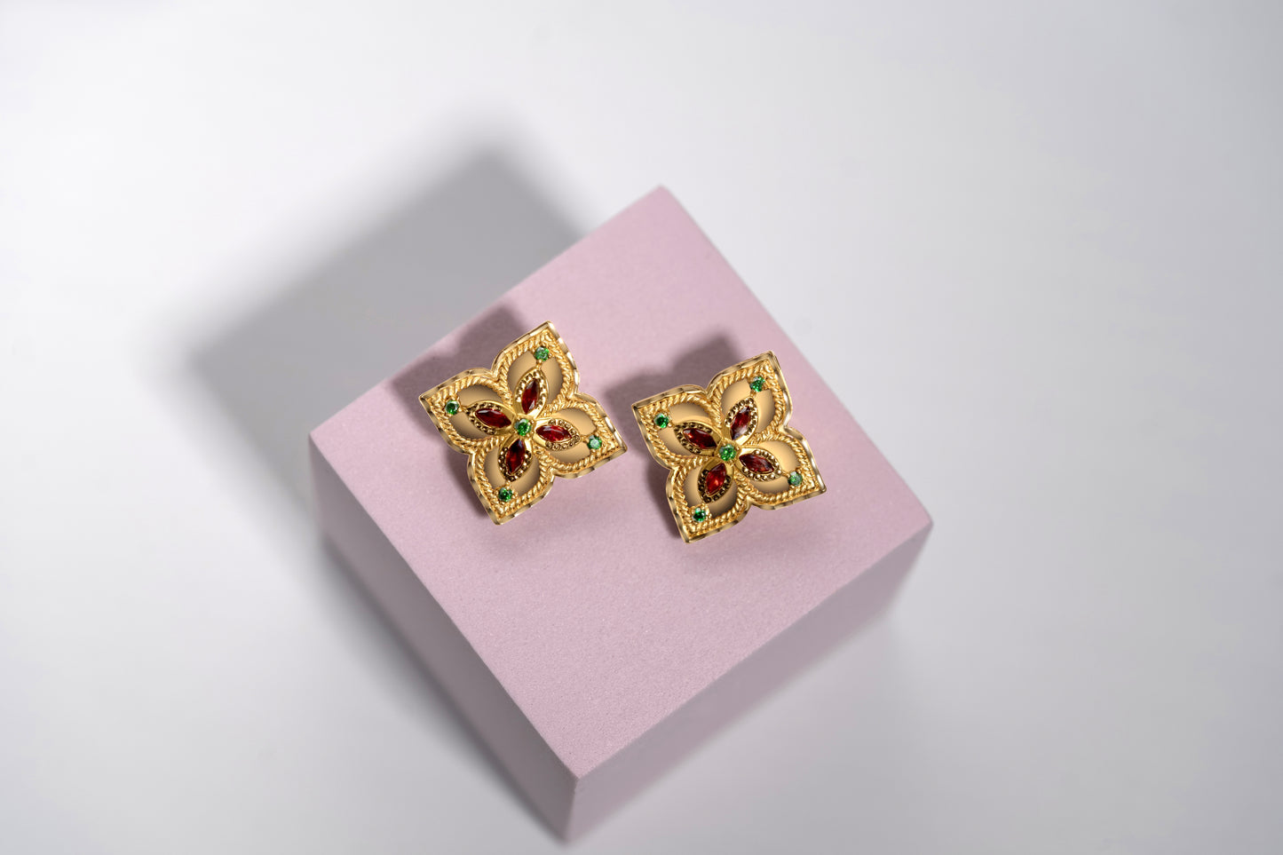 Turath Collection: 21k Flower Earrings - Colorful