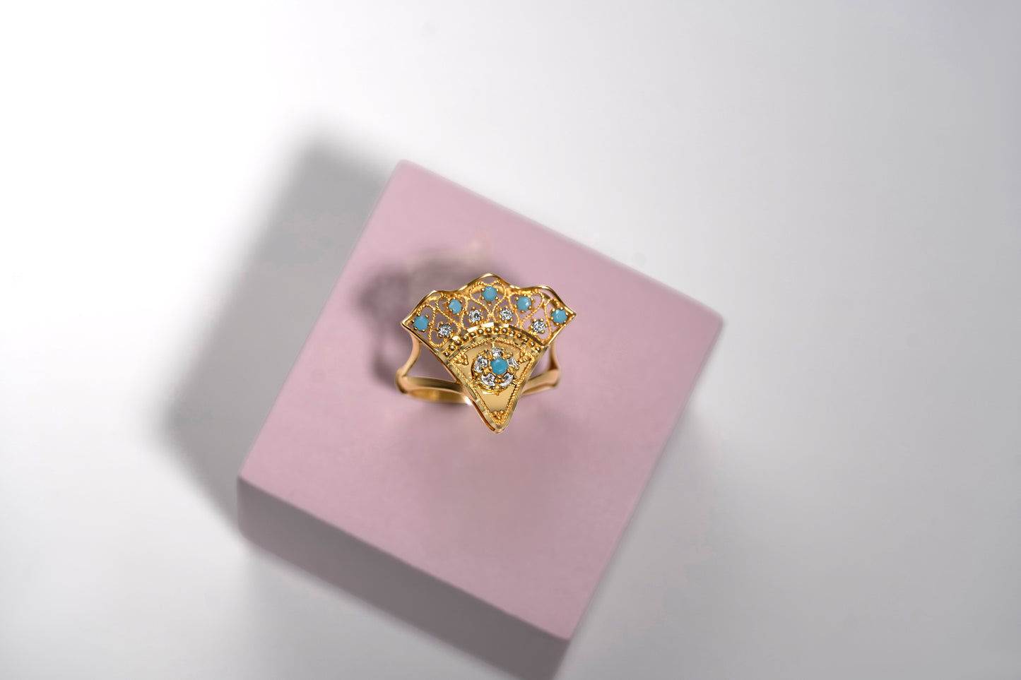 Turath Collection: 21k Fan Ring - Turquoise