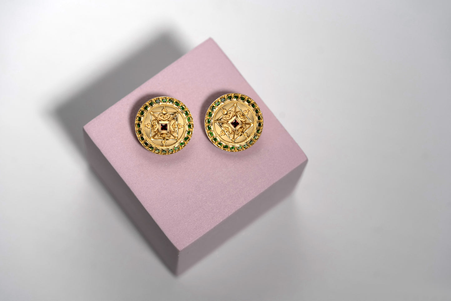Turath Collection: 21k Round Earrings - Colorful
