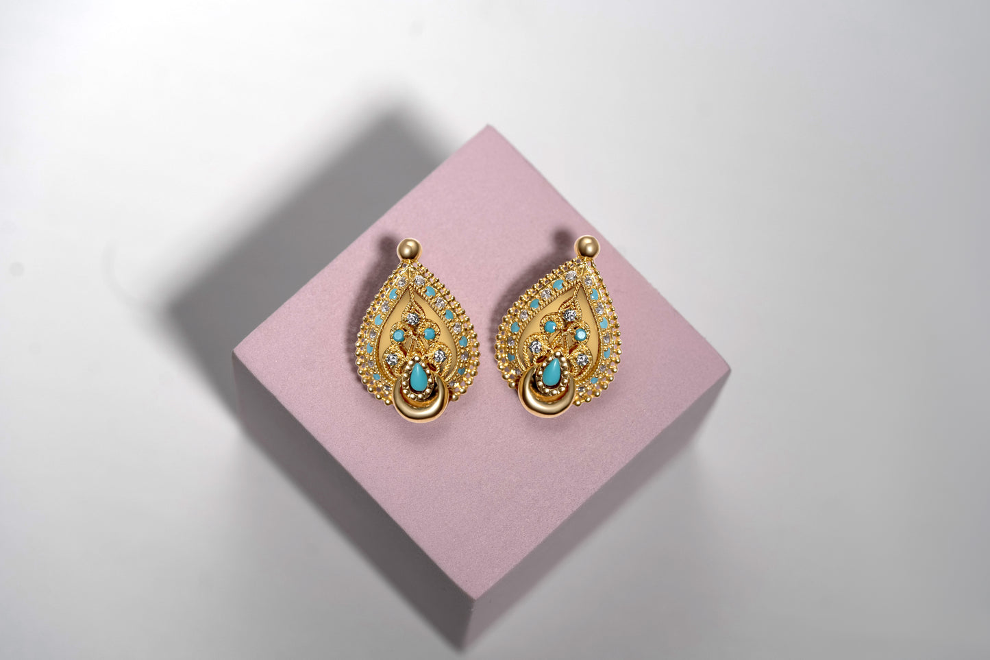 Turath Collection: 21k Earrings - Turquoise