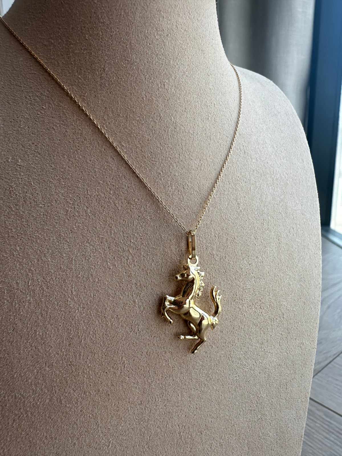 Yellow Gold Horse Pendant Necklace