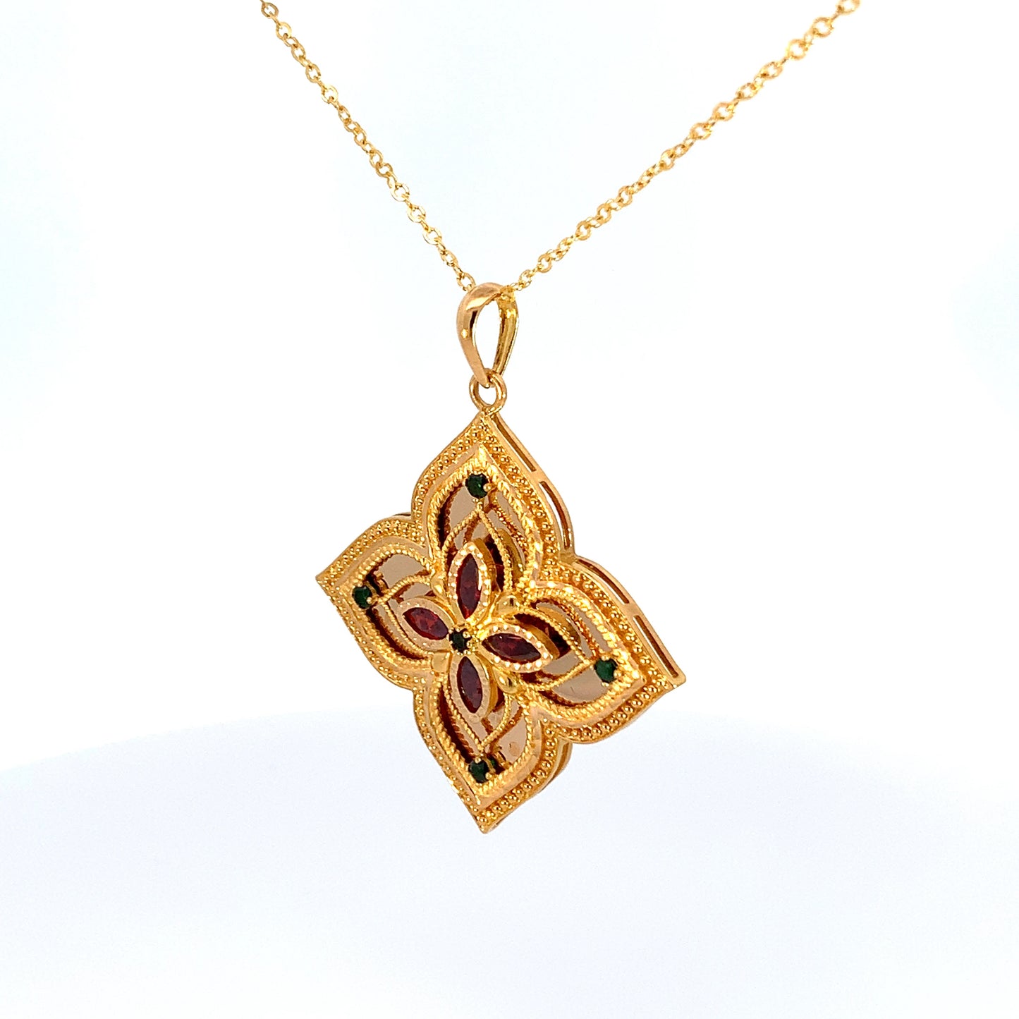 Turath Collection: 21k Flower Pendent - Colorful