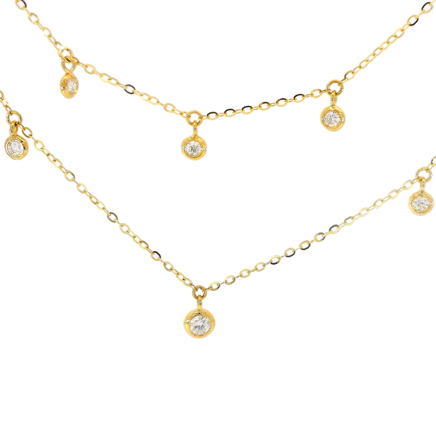 18k Diamond Choker Necklace - Double