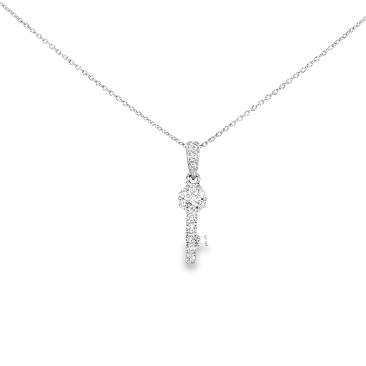 18k White Gold Key Pendant Necklace