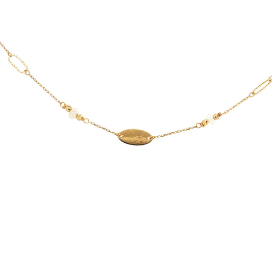 21k Necklace with Natural Bahraini Pearls