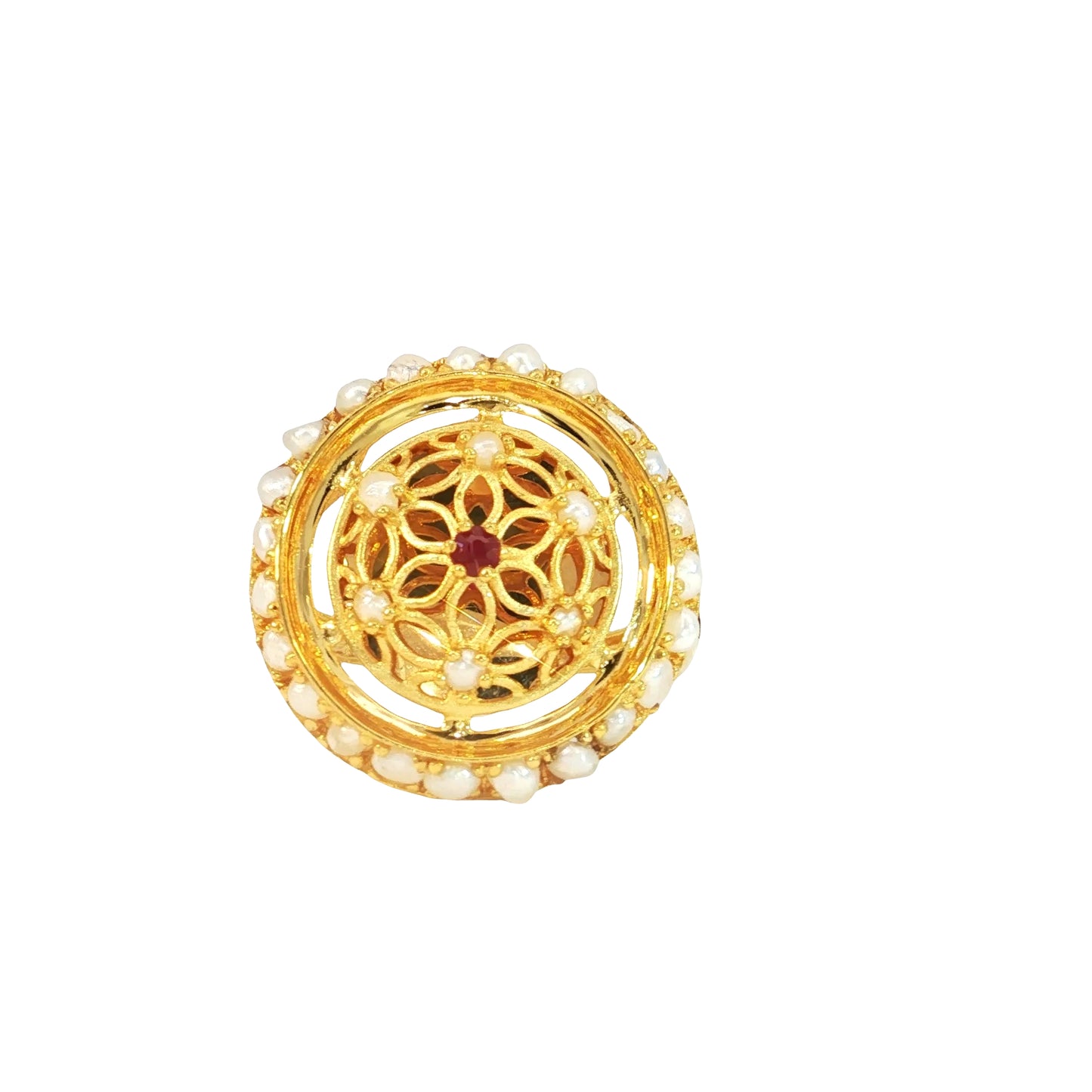 21k Yellow Gold Cocktail Ring with Bahraini Pearl