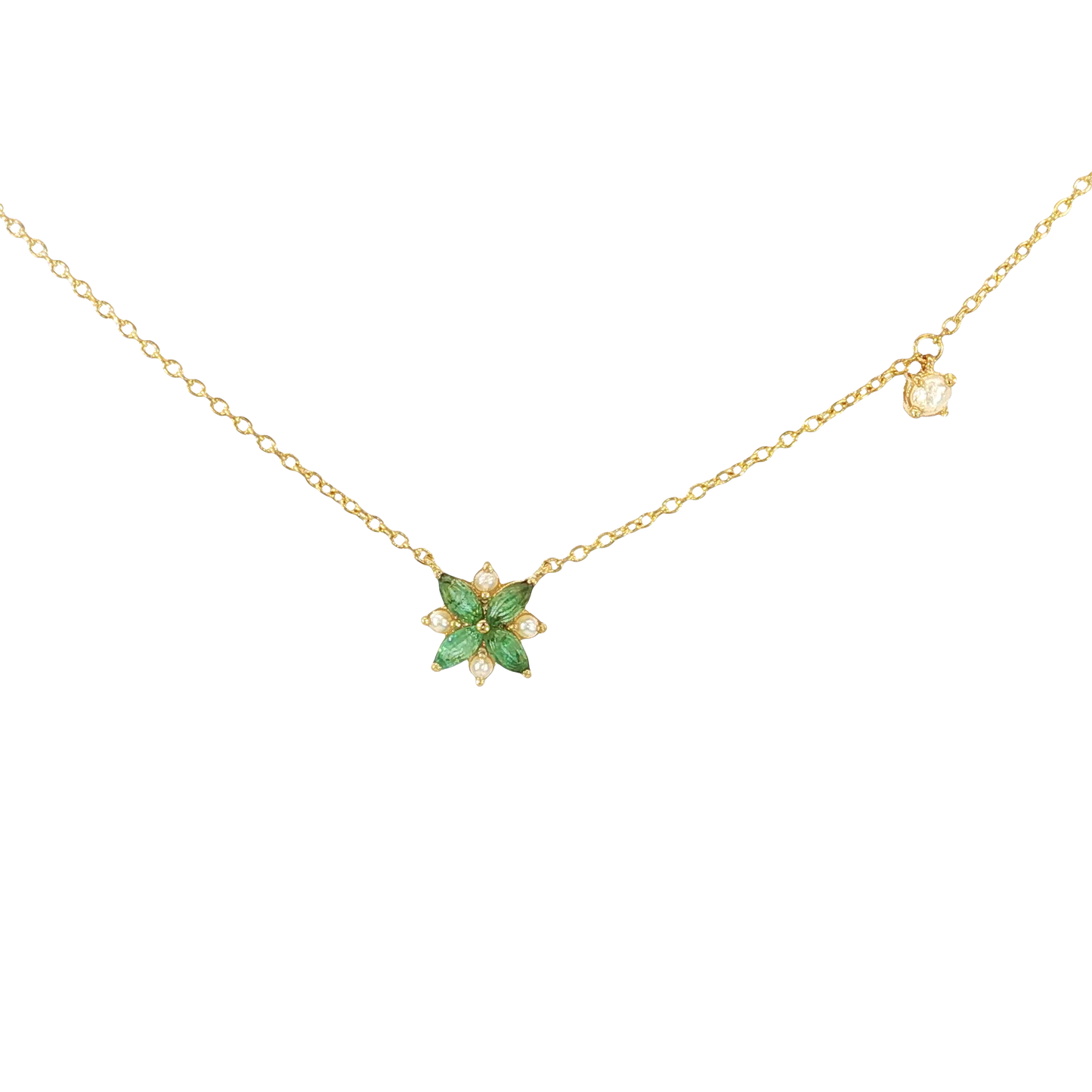 Single Emerald Toleen with Bahraini Pearls Necklace