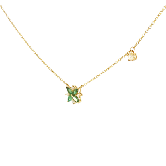 Single Emerald Toleen with Bahraini Pearls Necklace