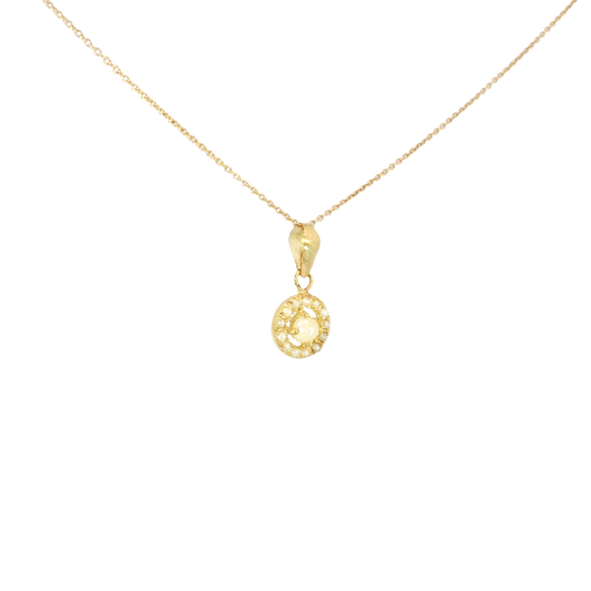 18kYellow Gold Chain Necklace with Round Bahraini Pearl Pendant