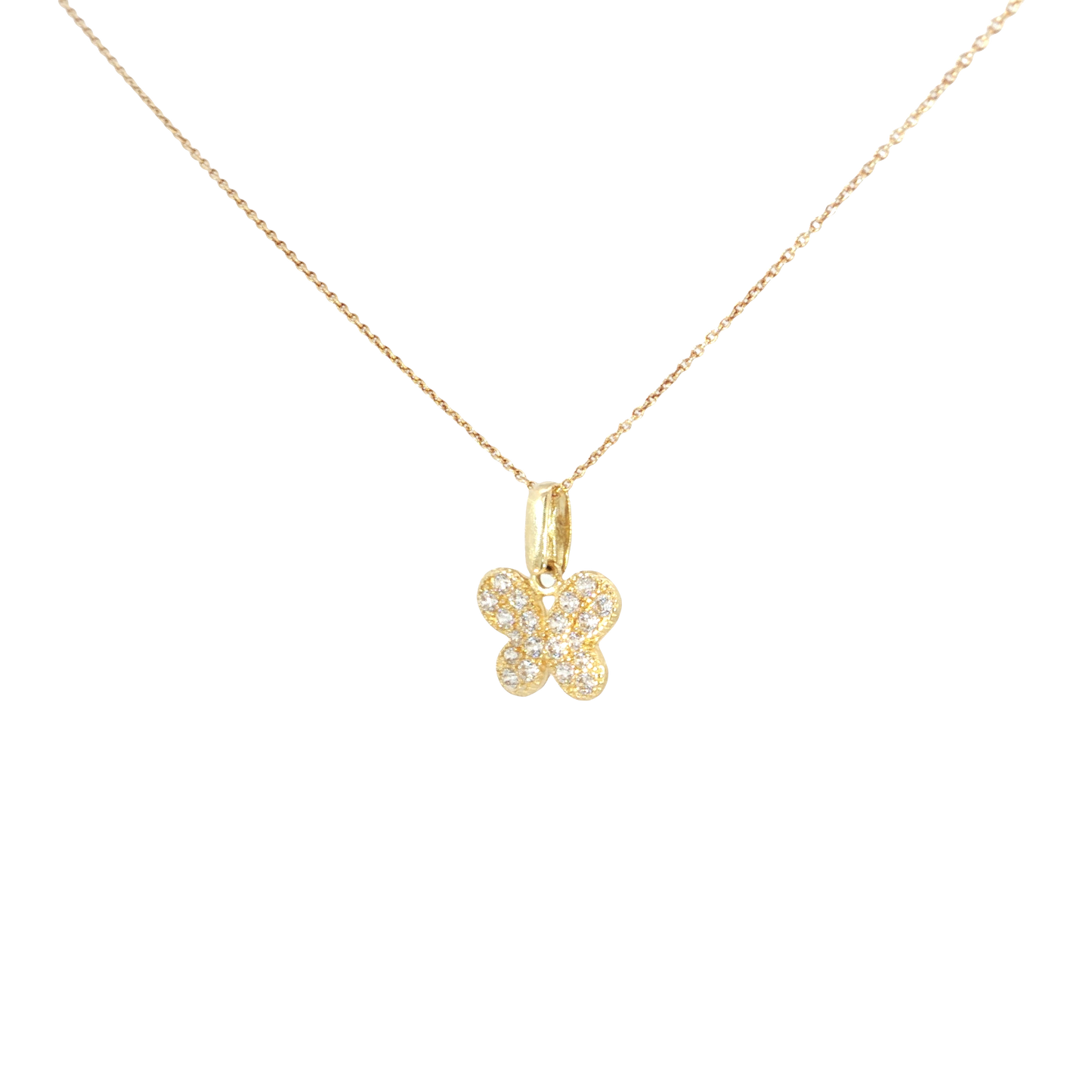 18k Yellow Gold Butterfly Charm Necklace