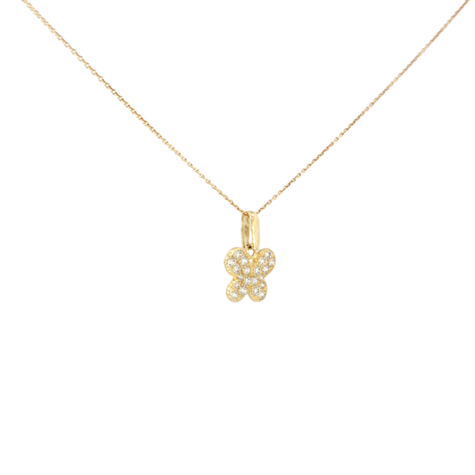 18k Yellow Gold Butterfly Charm Necklace