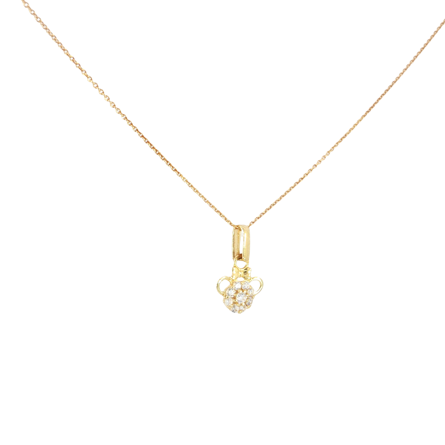 18k Yellow Gold Minnie Mouse Charm Necklace