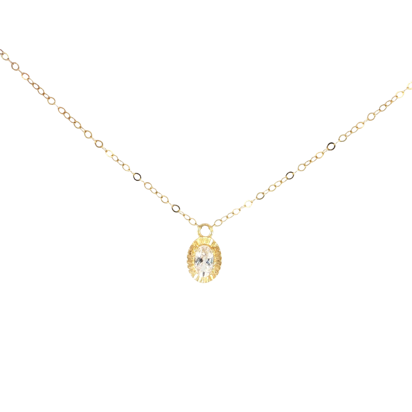 Oval-Cut stone Charm Necklace in 18k Yellow Gold
