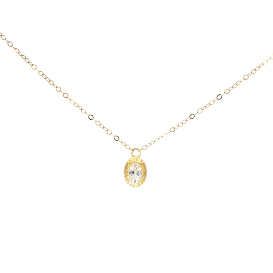 Oval-Cut stone Charm Necklace in 18k Yellow Gold