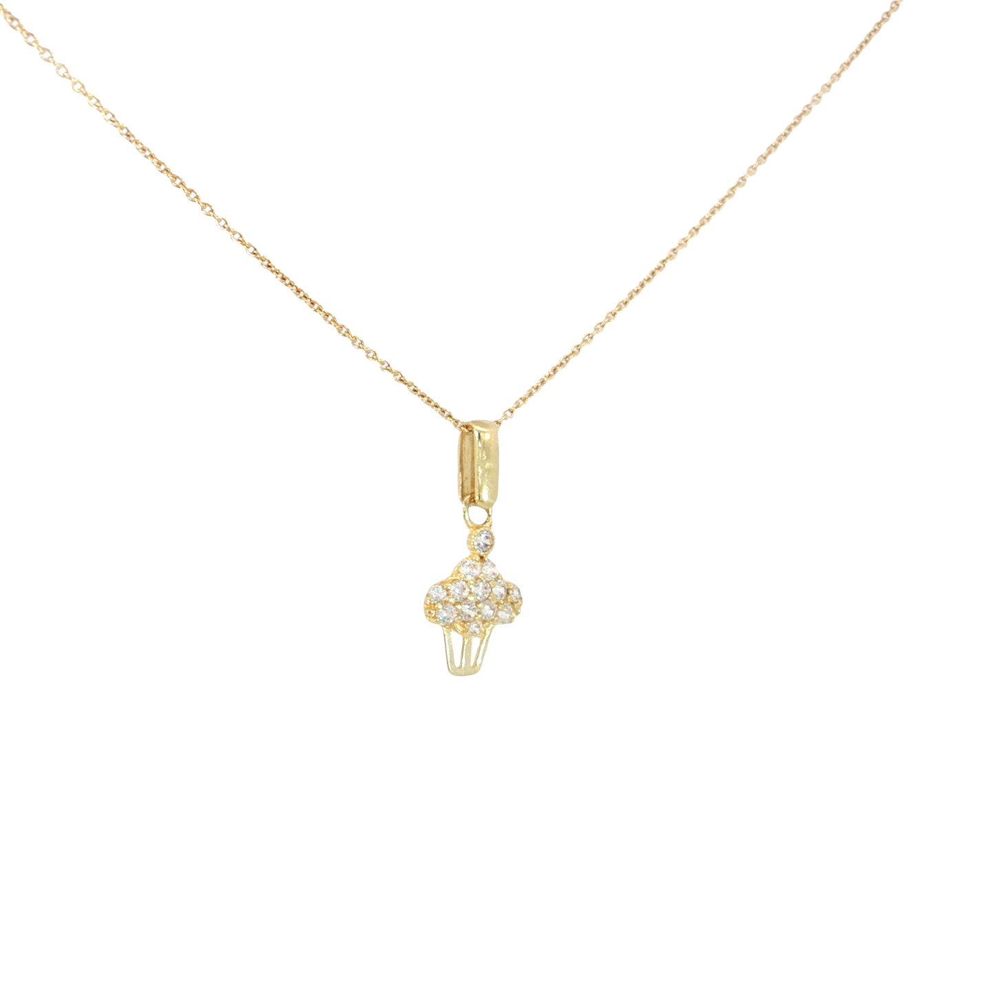 18k Yellow Gold Cupcake Charm Necklace
