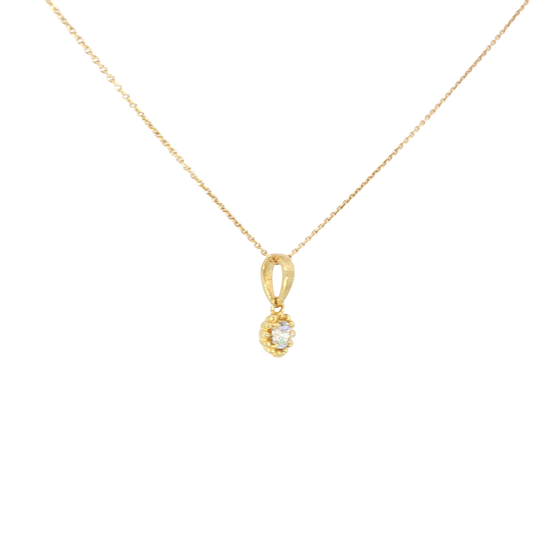 18k Yellow Gold Necklace with Round Brilliant Charm