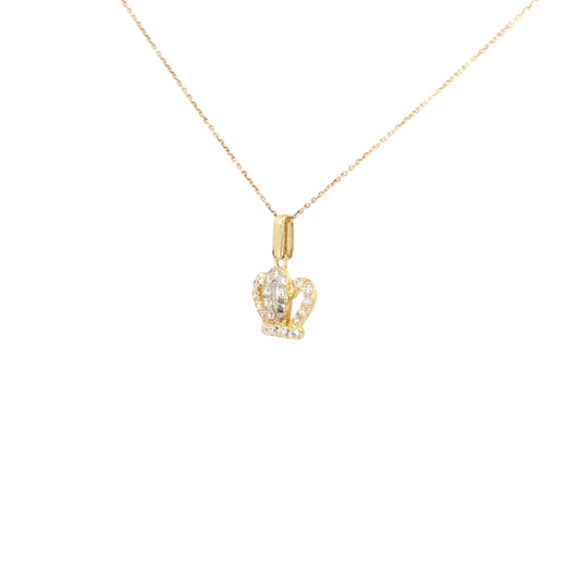 Crown Charm Necklace in 18k Yellow Gold