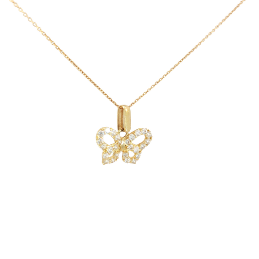 18k Yellow Gold Butterfly Charm Necklace