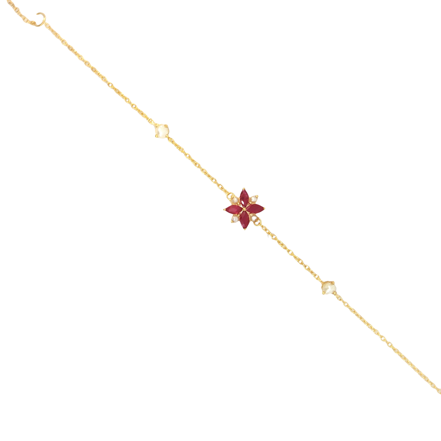Single Ruby Toleen with Bahraini Pearls Bracelet