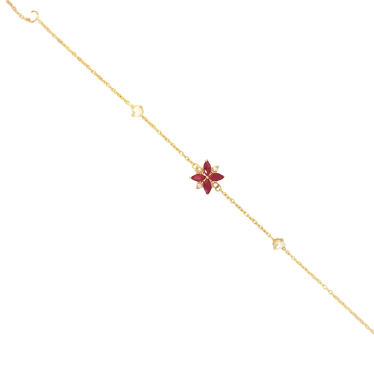 Single Ruby Toleen with Bahraini Pearls Bracelet