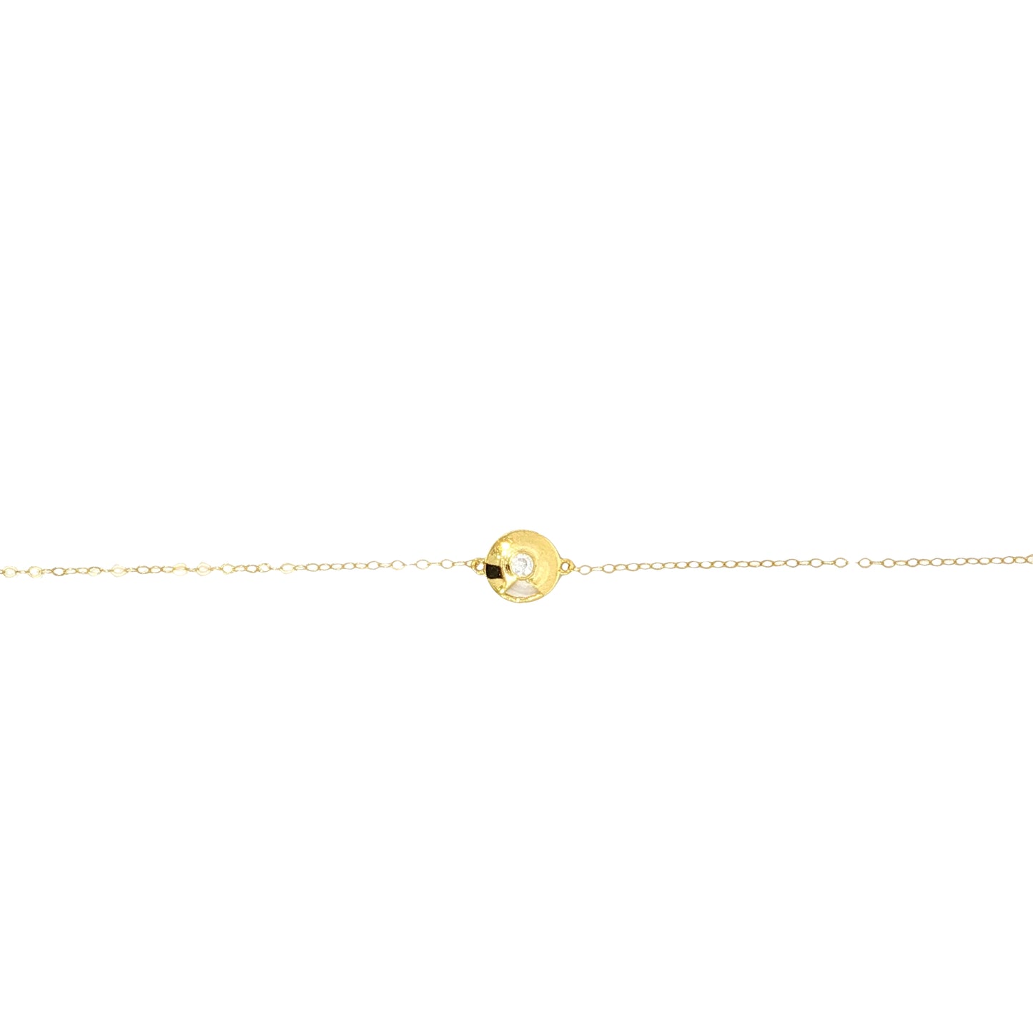 21k Yellow Gold Charm with CZ Bracelet