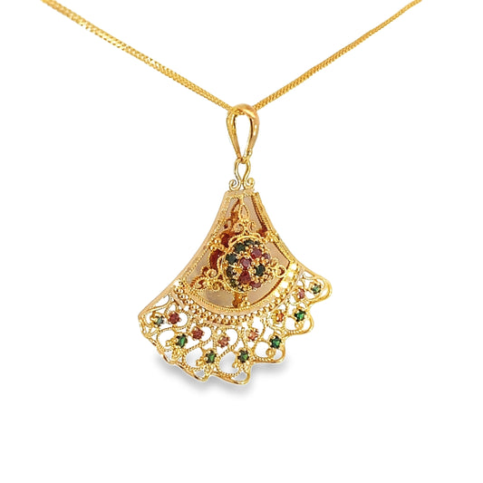 Turath Collection: 21k Fan Pendent - Colorful