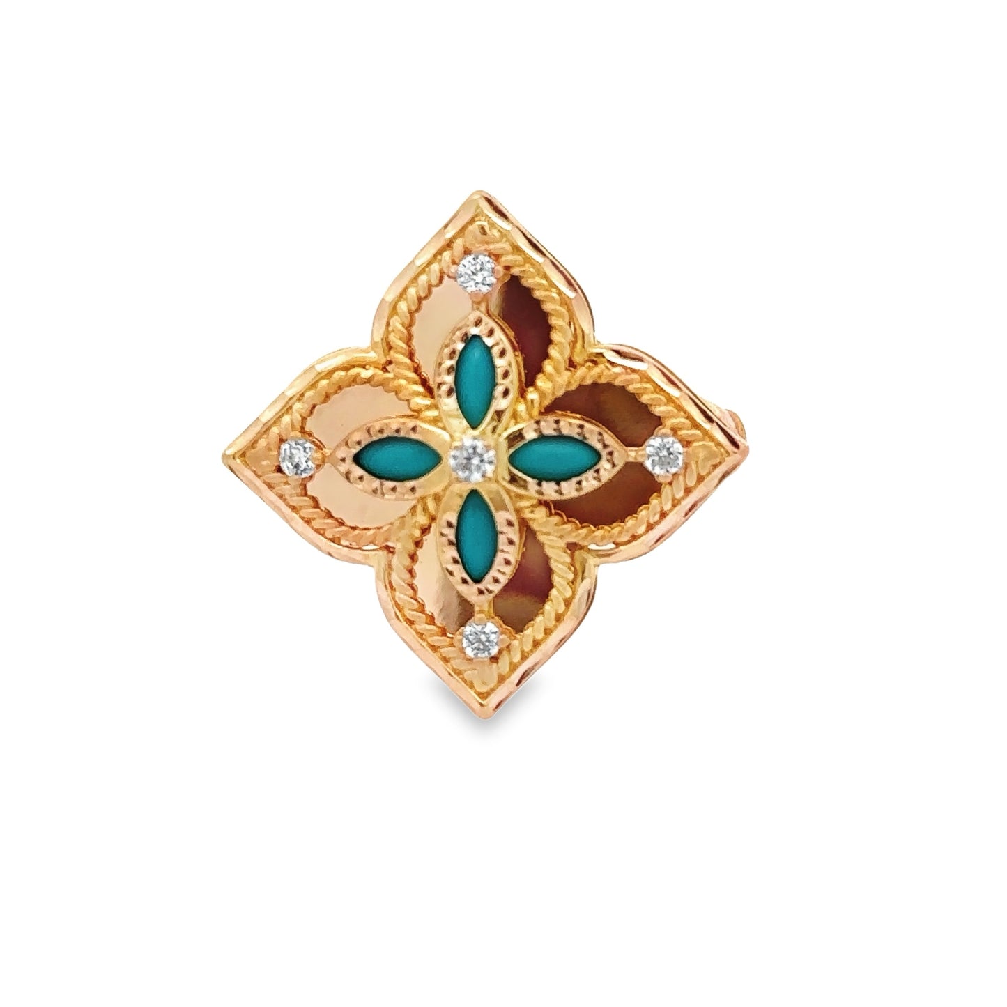 Turath Collection: 21k Flower Ring - Turquoise