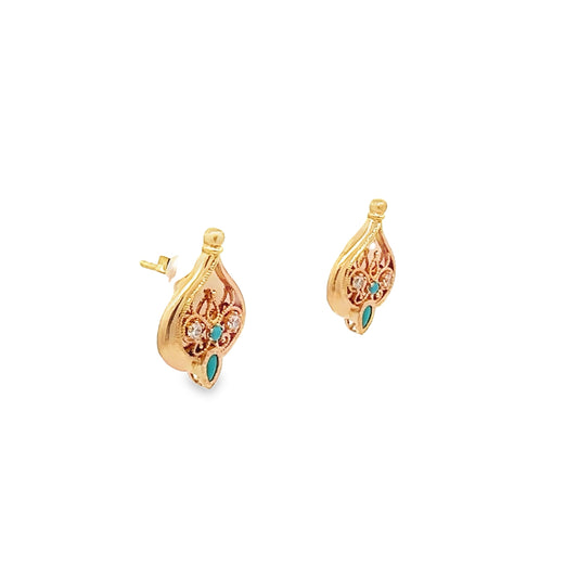 Turath Collection: 21k Earrings - Turquoise