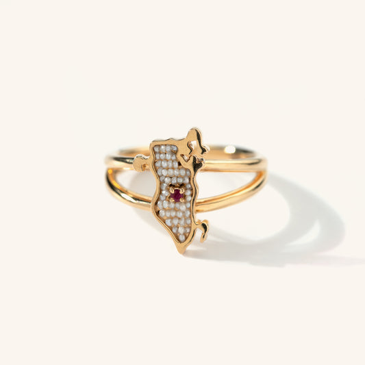 Bahrain Collection - Pearl and Ruby Ring