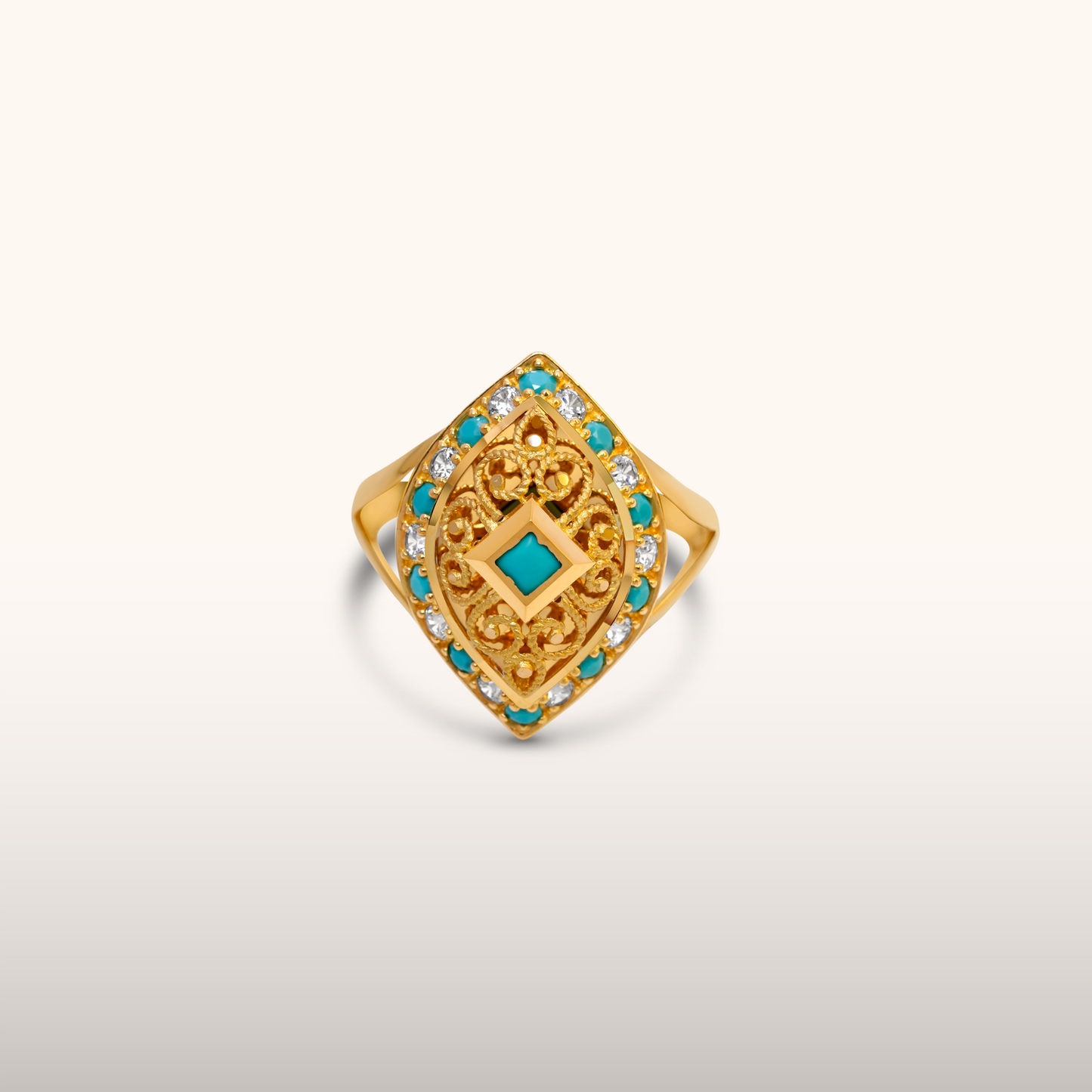 21K Ring - Turquoise & Diamonds