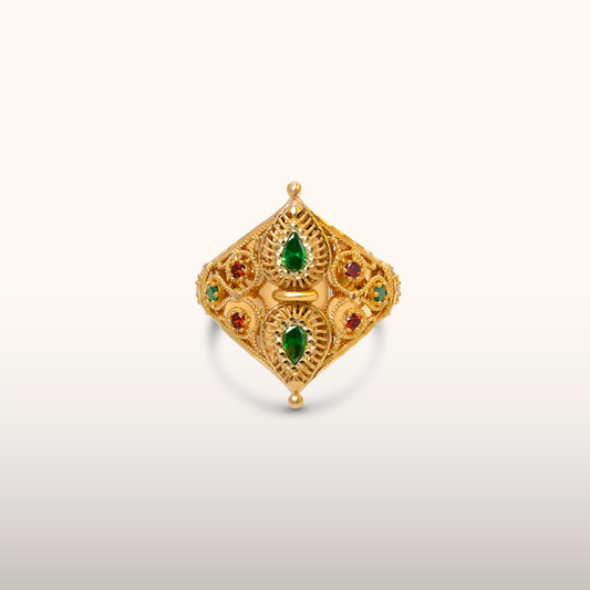 21k Bahraini Gold Ring with Colourful Stones