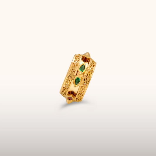 21k Bahraini Gold Ring with Colorful Stones