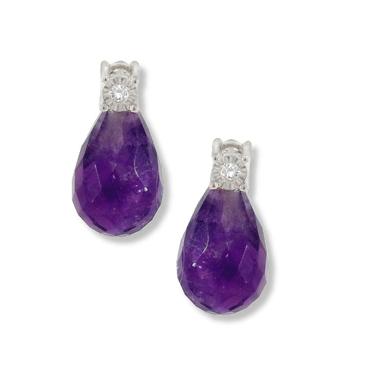 18k Diamond and  Amethyst Earrings