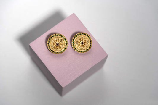 Turath Collection: 21k Round Earrings - Colorful
