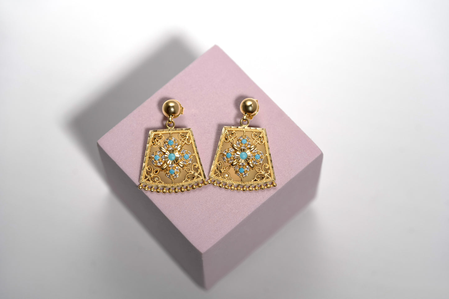 Turath Collection: 21k Earrings - Turquoise