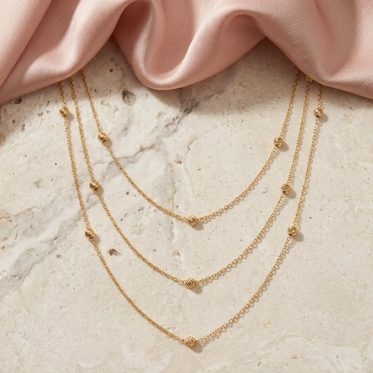 Bubbles Yellow Gold Layered Necklace