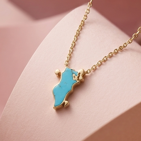 18k Bahrain Map with Turquoise