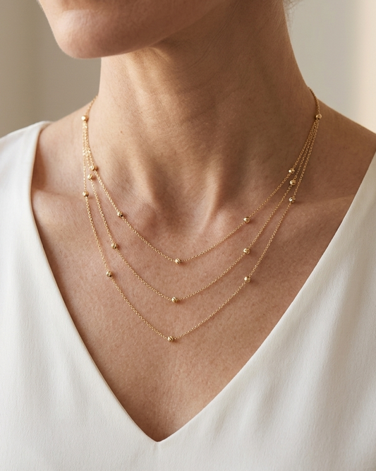 Bubbles Yellow Gold Layered Necklace