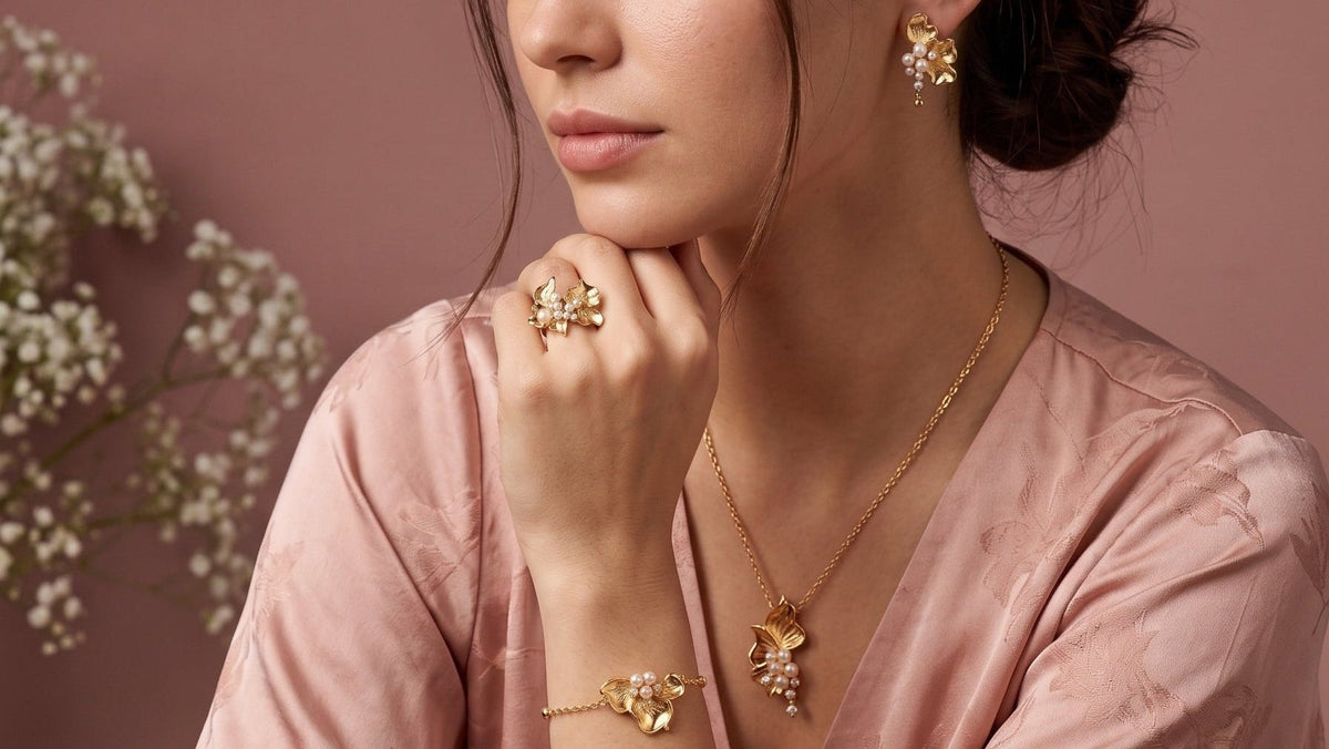 Model wearing Amal Al Majed Jewellery