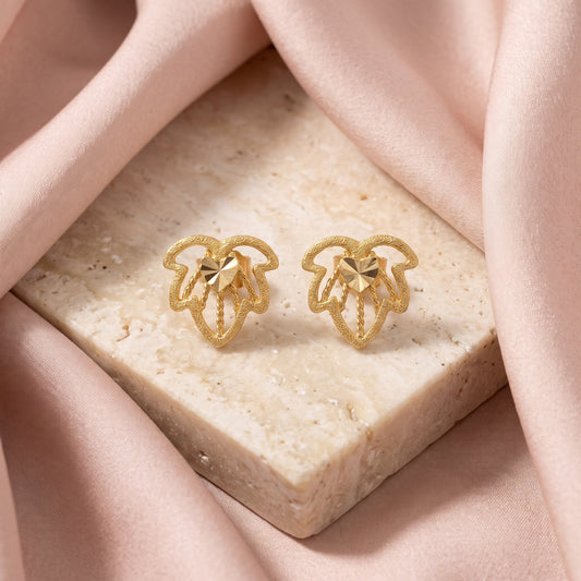 Yellow Gold Leaf Earrings