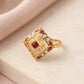 Yellow Gold Ring with Rubies and Bahraini Pearl
