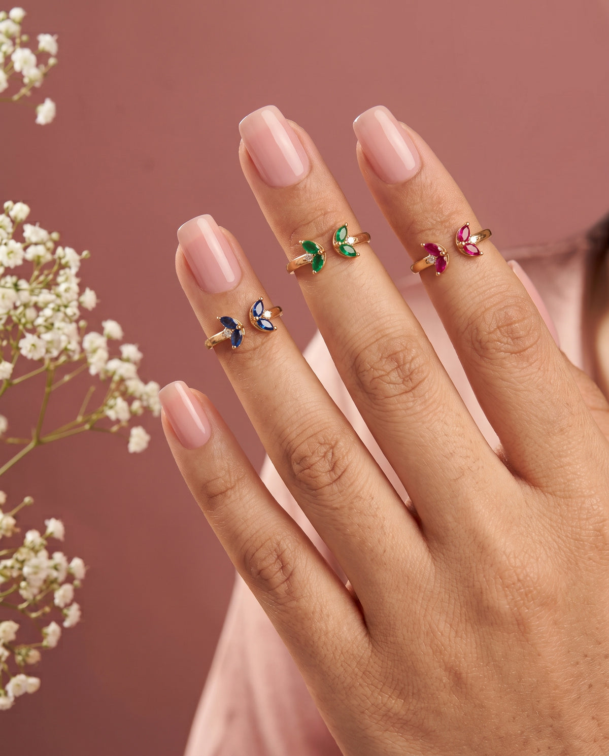 Toleen Yellow Gold Fingertip Ring with Cubic Zirconia