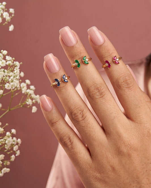 Toleen Yellow Gold Fingertip Ring with Cubic Zirconia