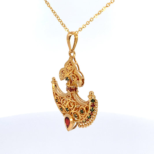 Turath Collection: 21k Anchor Pendent - Colorful