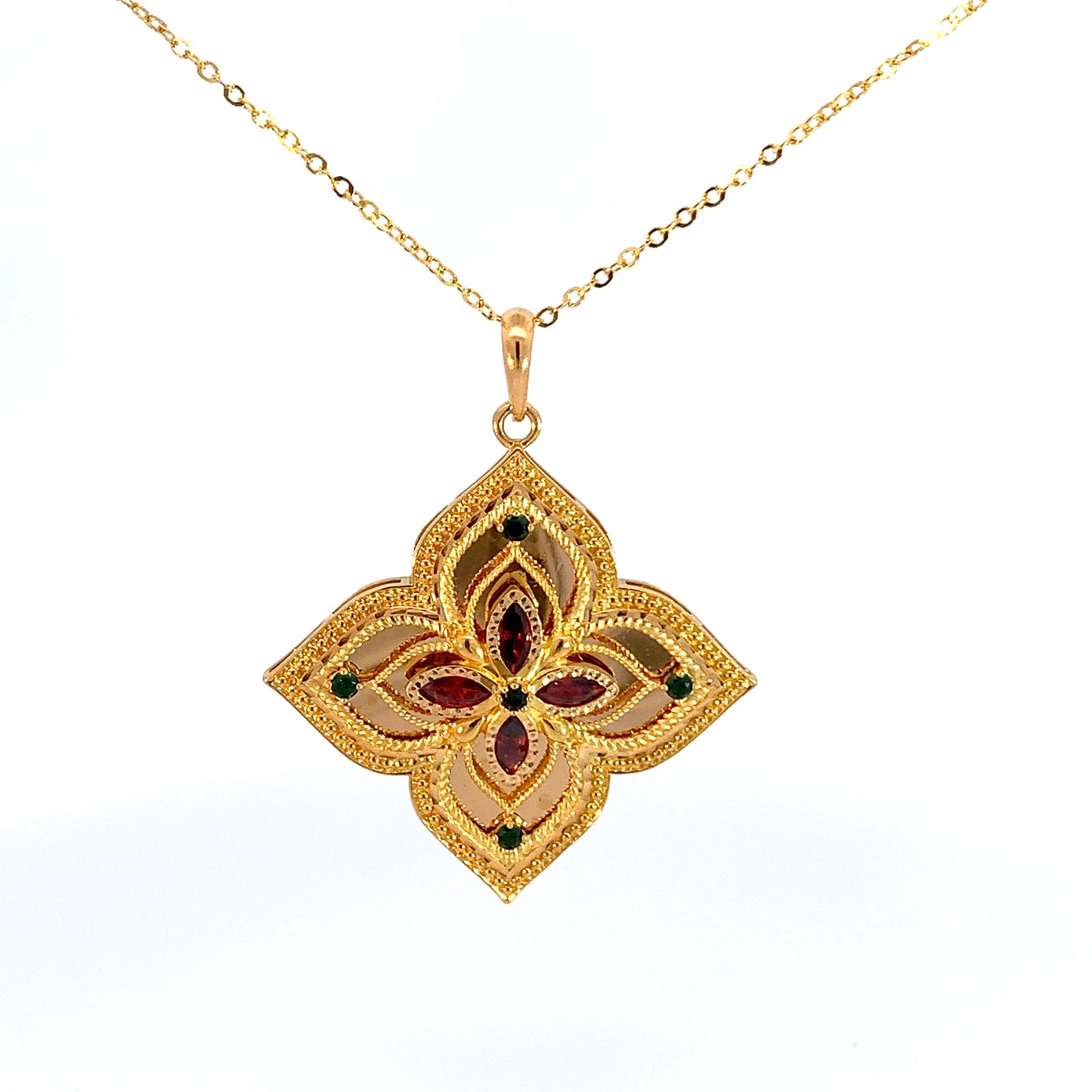 Turath Collection: 21k Flower Pendent - Colorful